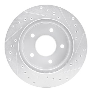 Chevrolet ASTRO Brake Rotor (1) - Front Left - R1 Concepts - Drilled & Slotted - Silver - `90-`02